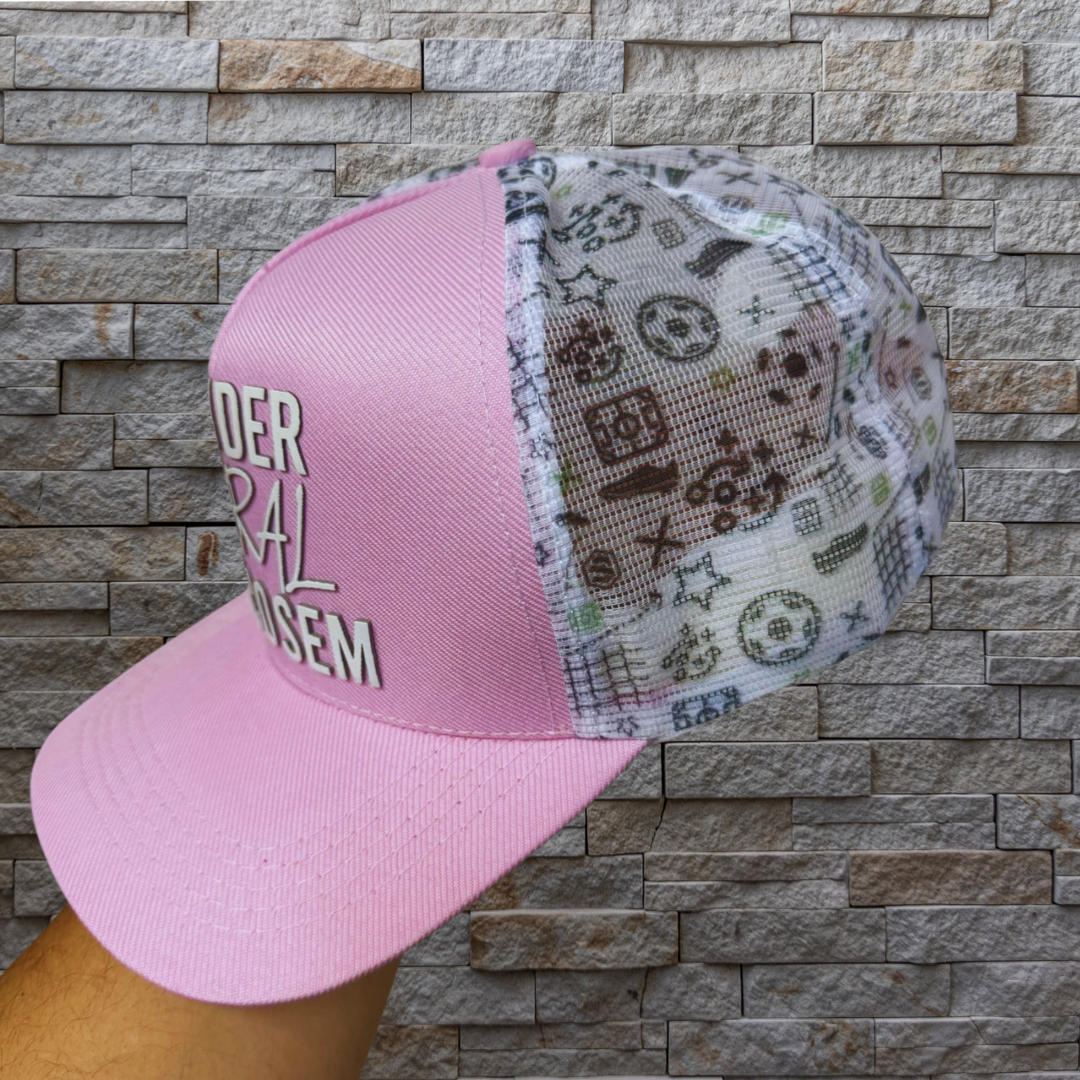 Boné Trucker se eu der moral eu fico sem Cor:Rosa