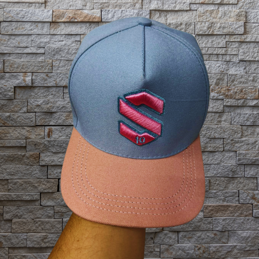 Boné Americano Logo S Grande bordada Cor:Azulbebe/rosa